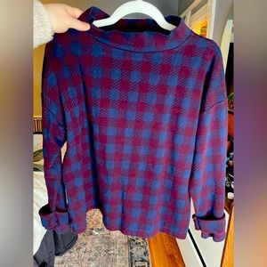 Ann Taylor checkered mock neck sweater top